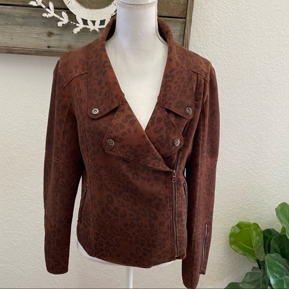 Evereve Marrakech Marnie leopard zip moto jacket L NWT
